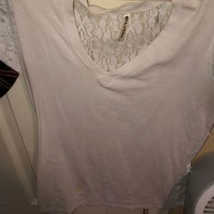 white v neck with lace back